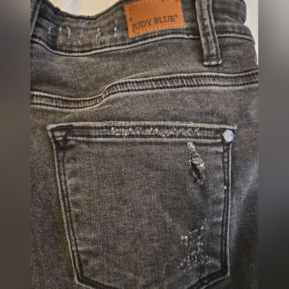 Judy Blue Jeans Women's 7/28 (28x29) Black Mid Rise Skinny Fit Stretch Patchwork - Picture 10 of 11